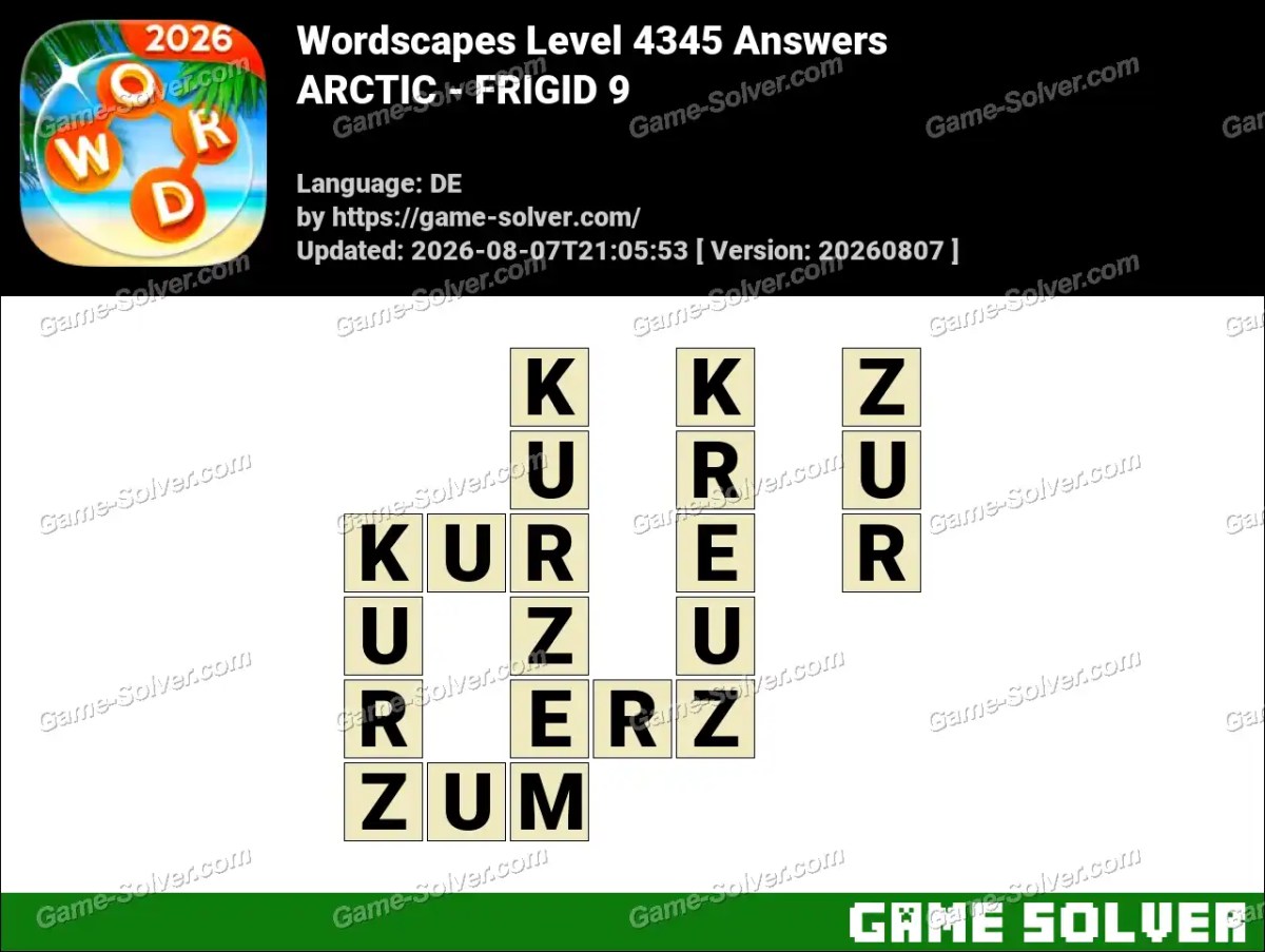 Wordscapes Deutsche Level 4345 Answers — ARCTIC - FRIGID 9