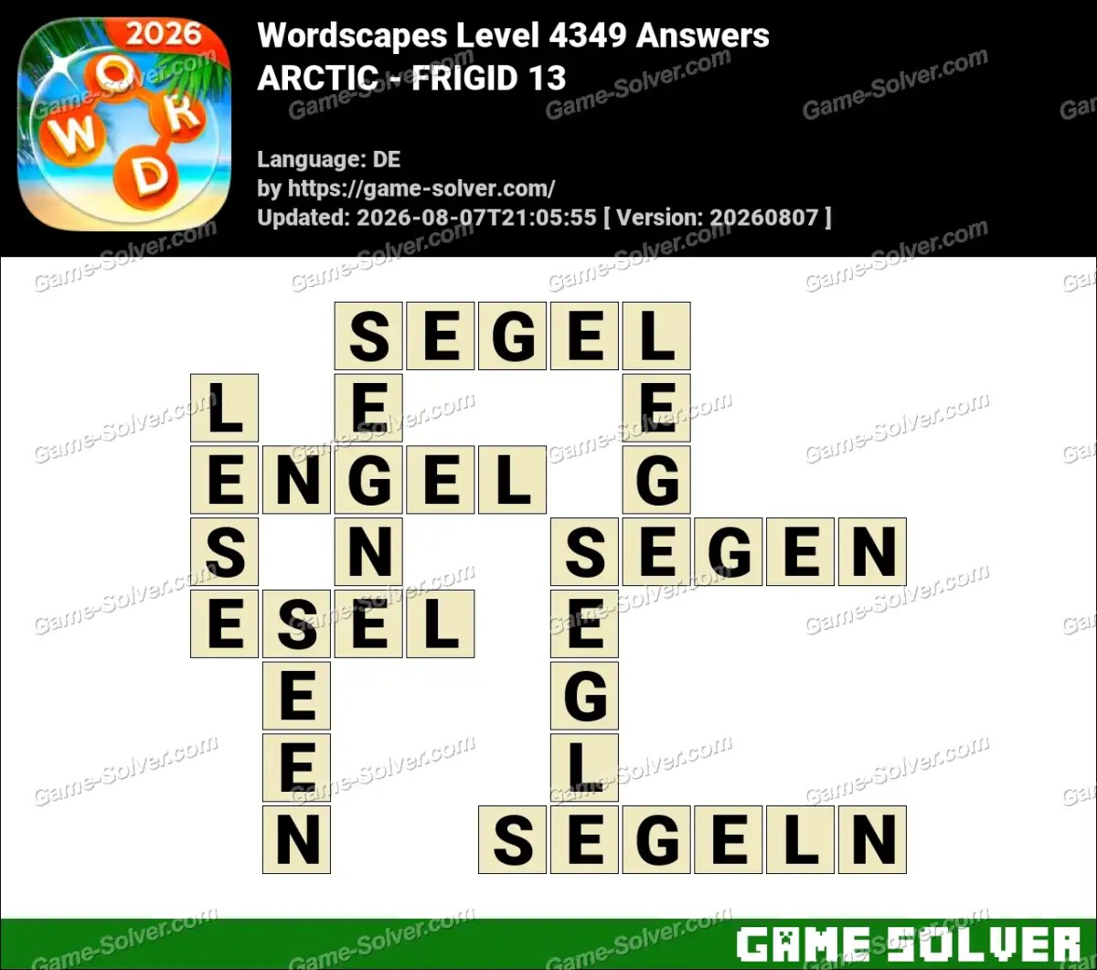 Wordscapes Deutsche Level 4349 Answers — ARCTIC - FRIGID 13
