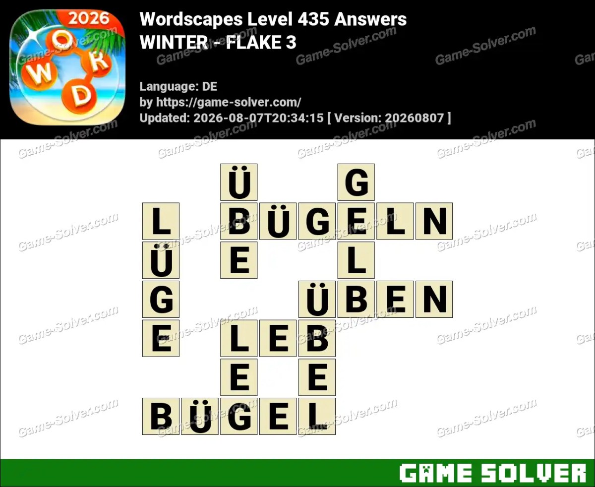 Wordscapes Deutsche Level 435 Answers — WINTER - FLAKE 3