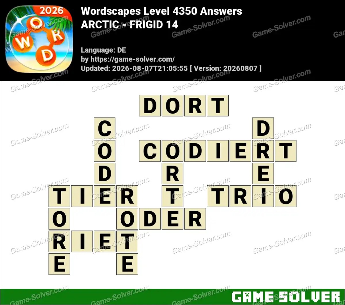 Wordscapes Deutsche Level 4350 Answers — ARCTIC - FRIGID 14