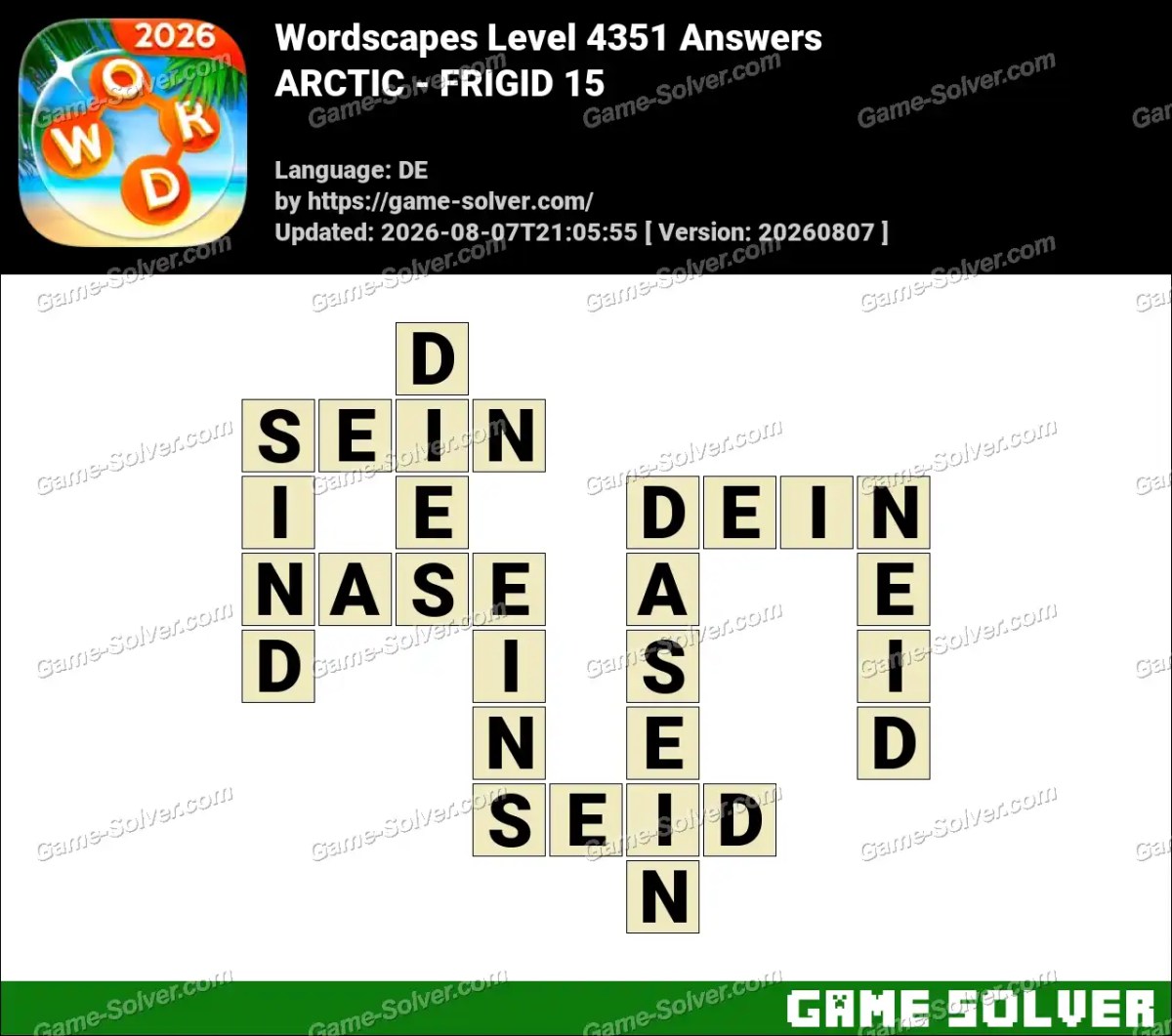 Wordscapes Deutsche Level 4351 Answers — ARCTIC - FRIGID 15
