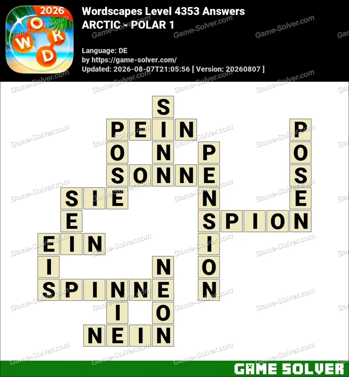 Wordscapes Deutsche Level 4353 Answers — ARCTIC - POLAR 1