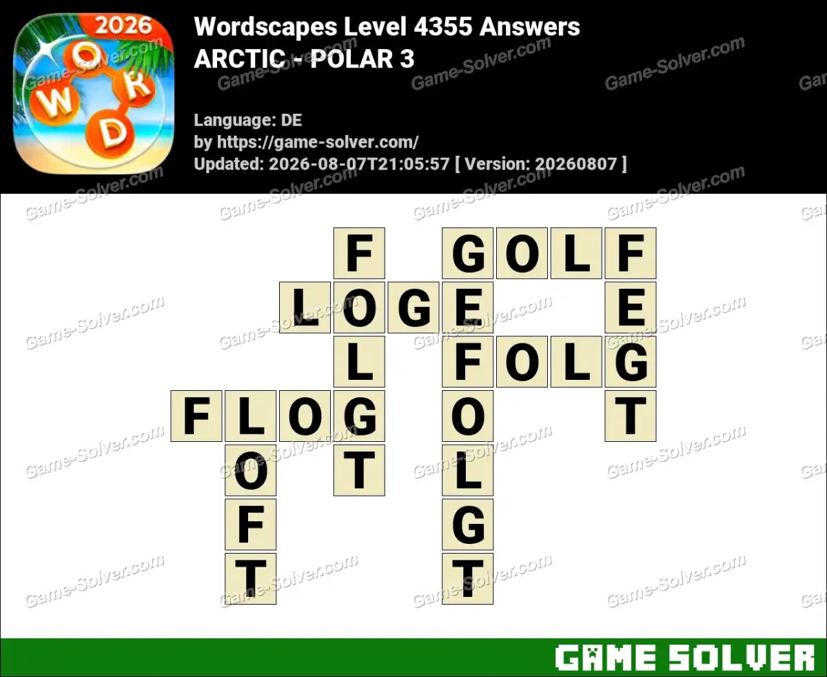 Wordscapes Deutsche Level 4355 Answers — ARCTIC - POLAR 3