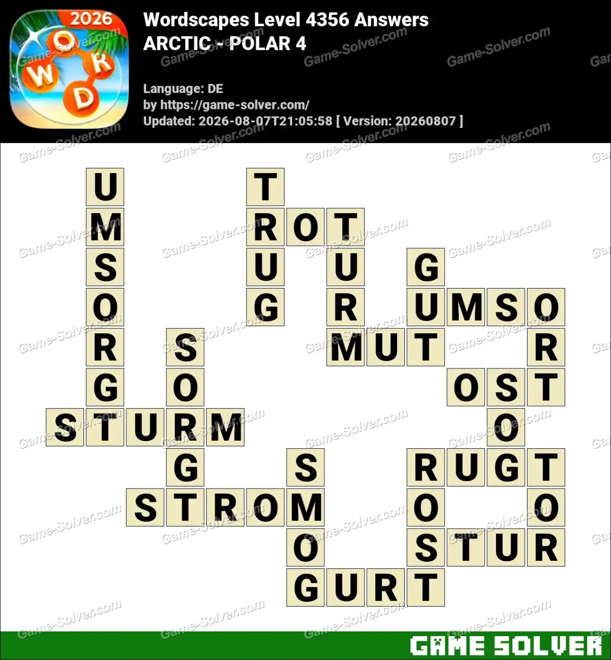 Wordscapes Deutsche Level 4356 Answers — ARCTIC - POLAR 4 Wordscapes Deutsche Level 4356 Answers — ARCTIC - POLAR 4