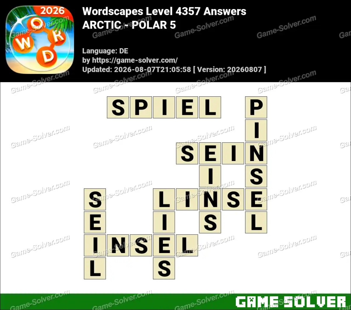Wordscapes Deutsche Level 4357 Answers — ARCTIC - POLAR 5