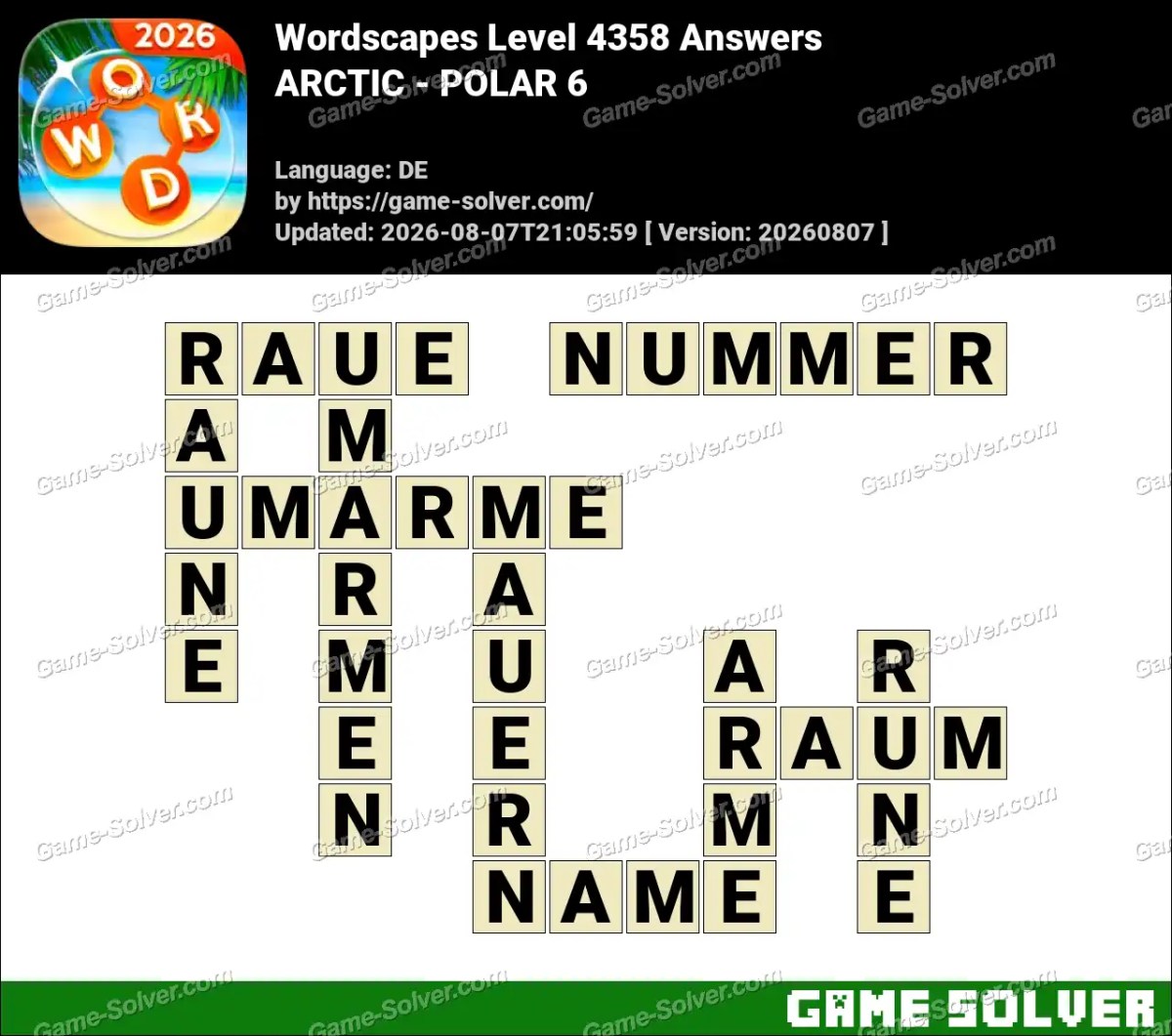 Wordscapes Deutsche Level 4358 Answers — ARCTIC - POLAR 6 Wordscapes Deutsche Level 4358 Answers — ARCTIC - POLAR 6