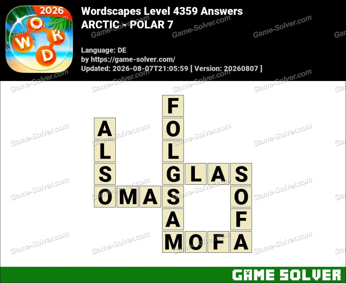 Wordscapes Deutsche Level 4359 Answers — ARCTIC - POLAR 7