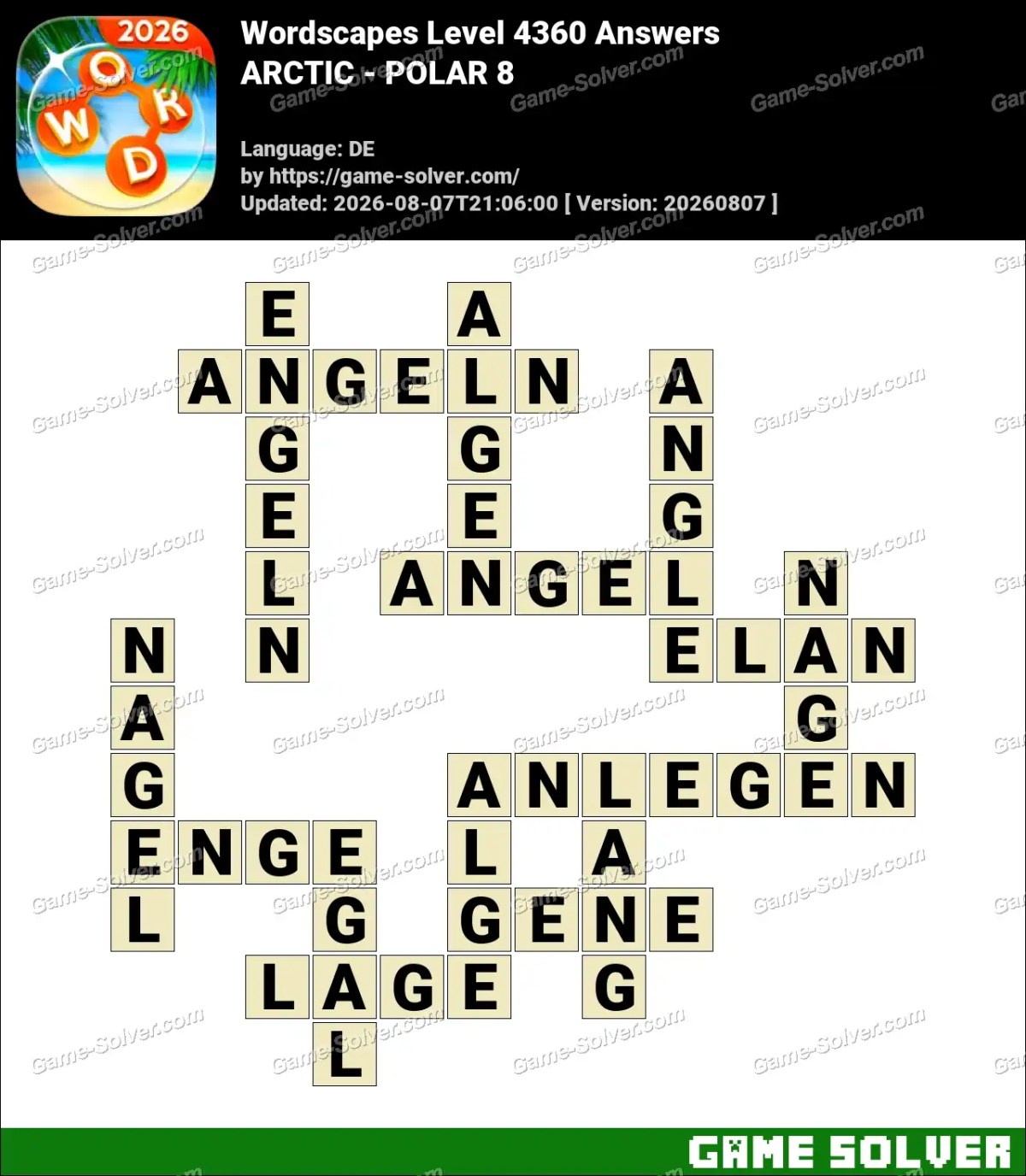 Wordscapes Deutsche Level 4360 Answers — ARCTIC - POLAR 8