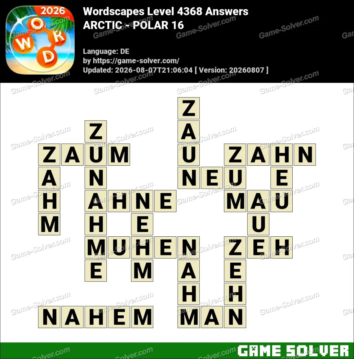 Wordscapes Deutsche Level 4368 Answers — ARCTIC - POLAR 16 Wordscapes Deutsche Level 4368 Answers — ARCTIC - POLAR 16