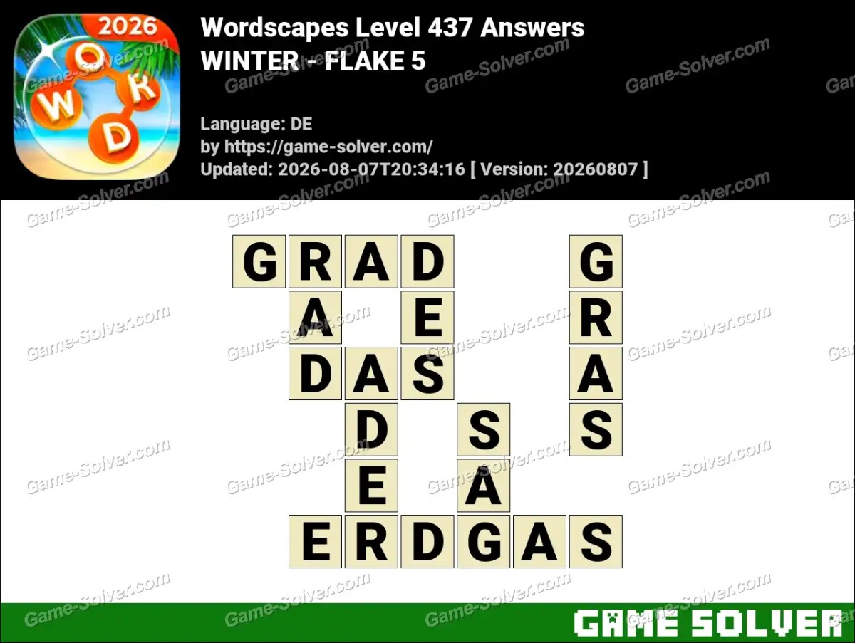 Wordscapes Deutsche Level 437 Answers — WINTER - FLAKE 5