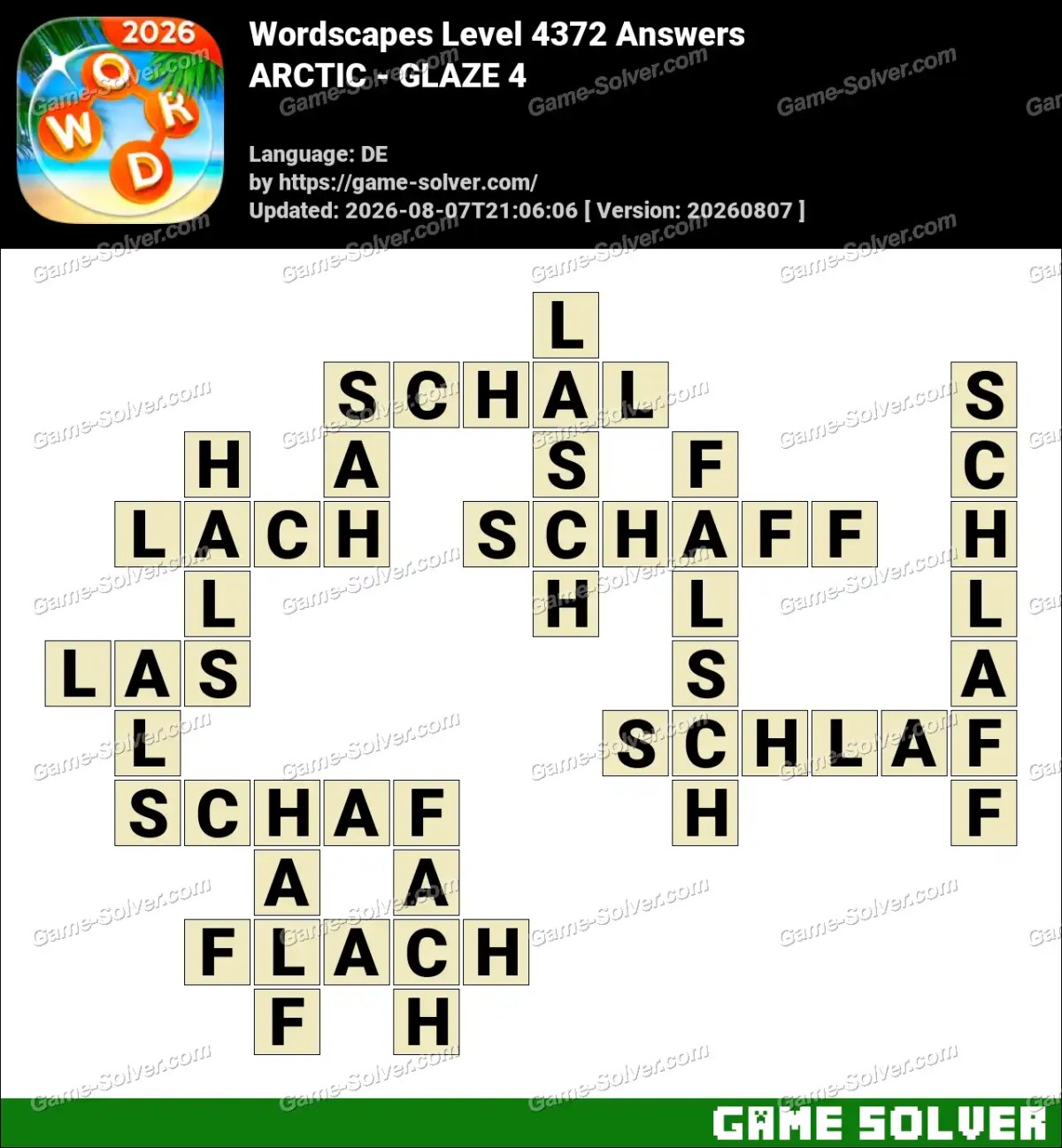 Wordscapes Deutsche Level 4372 Answers — ARCTIC - GLAZE 4 Wordscapes Deutsche Level 4372 Answers — ARCTIC - GLAZE 4