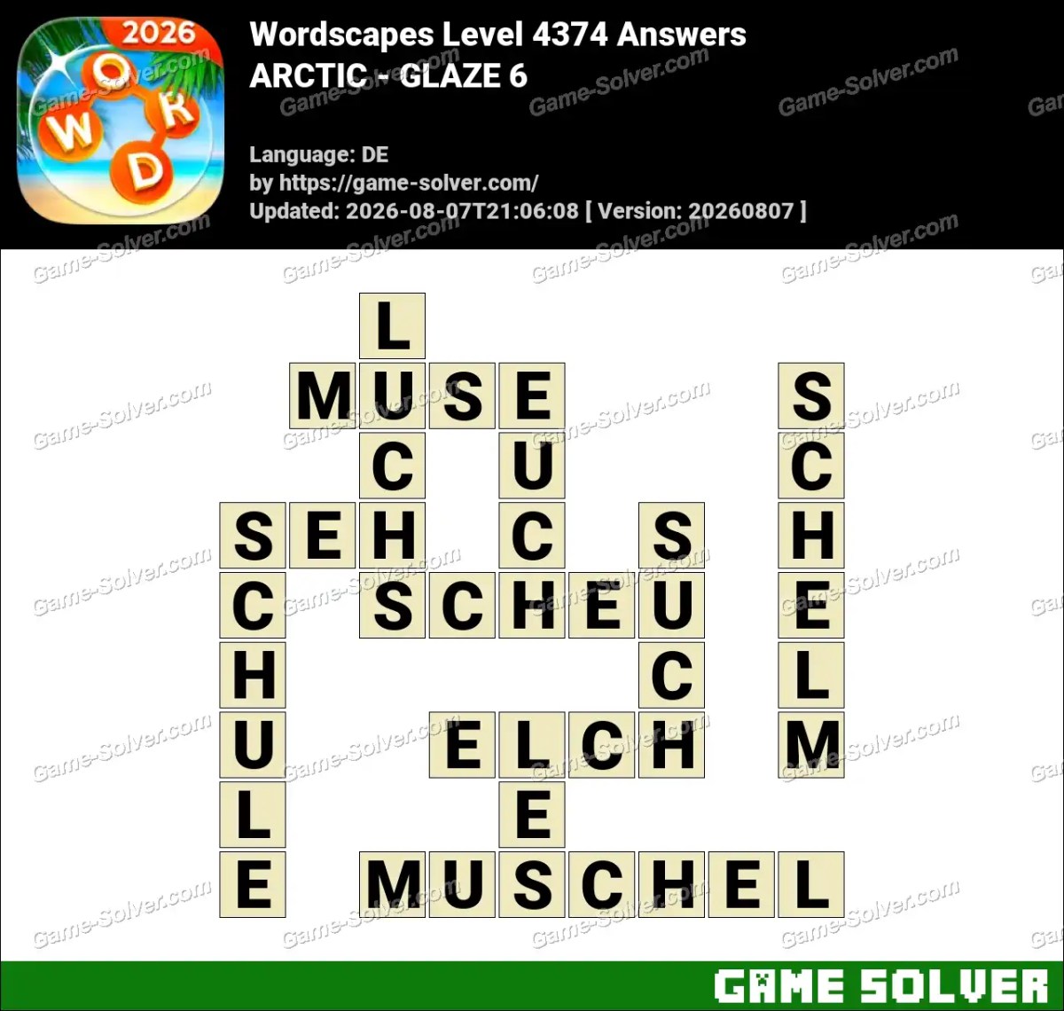 Wordscapes Deutsche Level 4374 Answers — ARCTIC - GLAZE 6 Wordscapes Deutsche Level 4374 Answers — ARCTIC - GLAZE 6