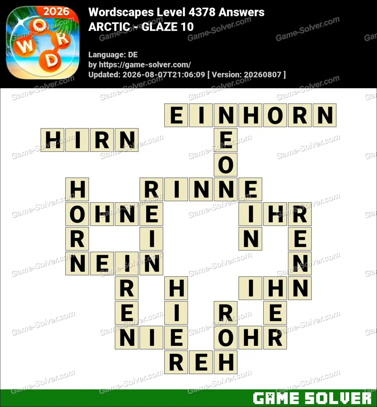 Wordscapes Deutsche Level 4378 Answers — ARCTIC - GLAZE 10 Wordscapes Deutsche Level 4378 Answers — ARCTIC - GLAZE 10