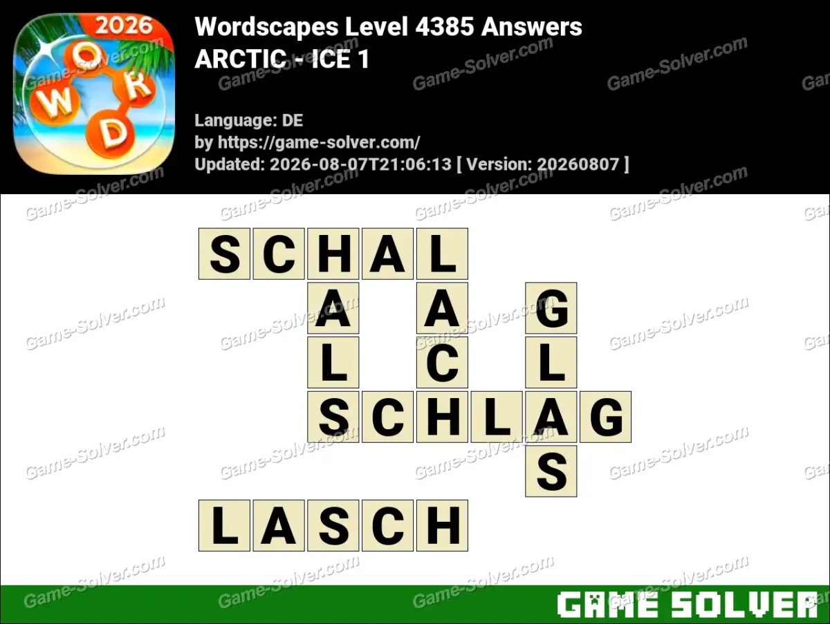Wordscapes Deutsche Level 4385 Answers — ARCTIC - ICE 1
