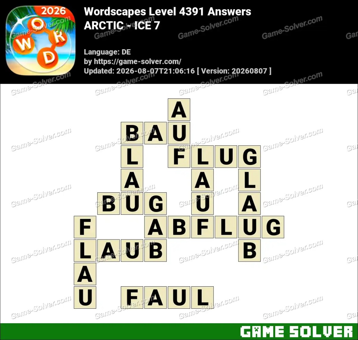 Wordscapes Deutsche Level 4391 Answers — ARCTIC - ICE 7
