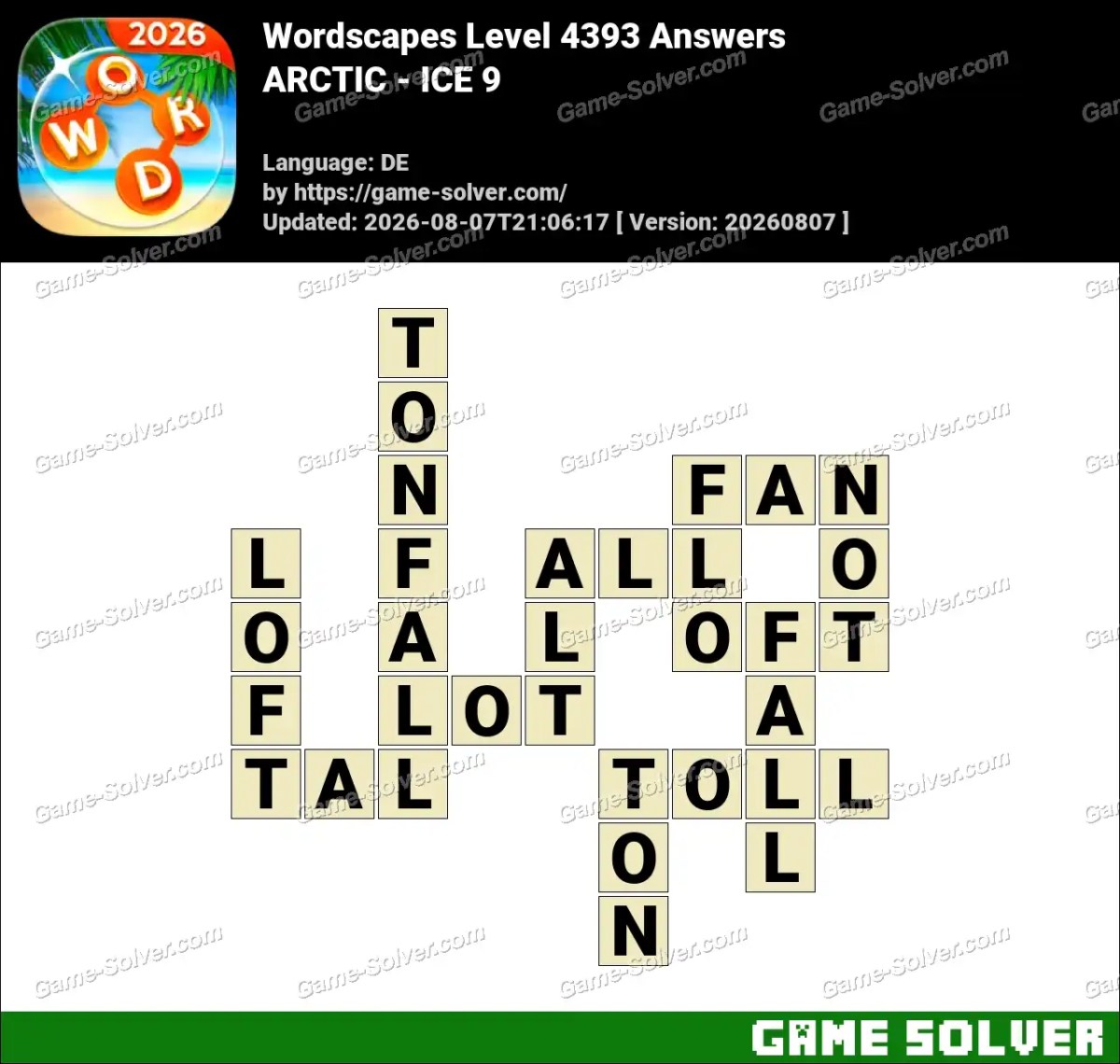 Wordscapes Deutsche Level 4393 Answers — ARCTIC - ICE 9