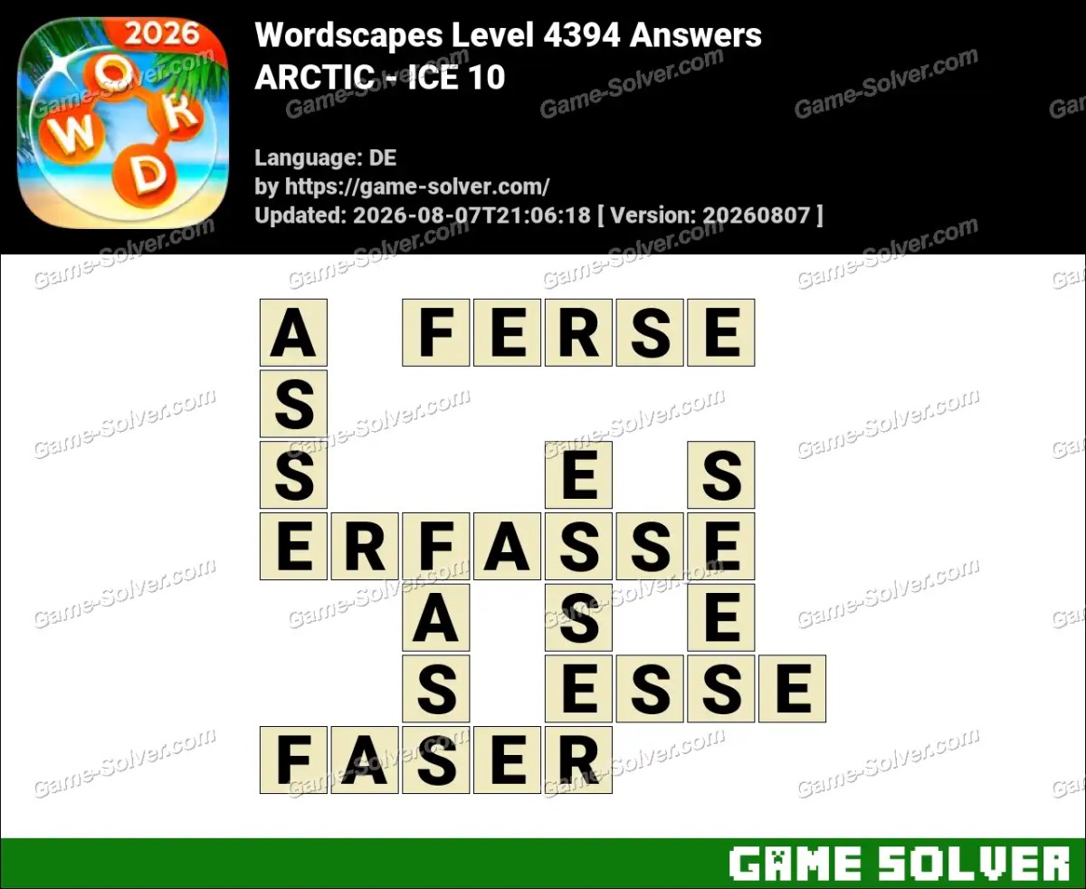 Wordscapes Deutsche Level 4394 Answers — ARCTIC - ICE 10