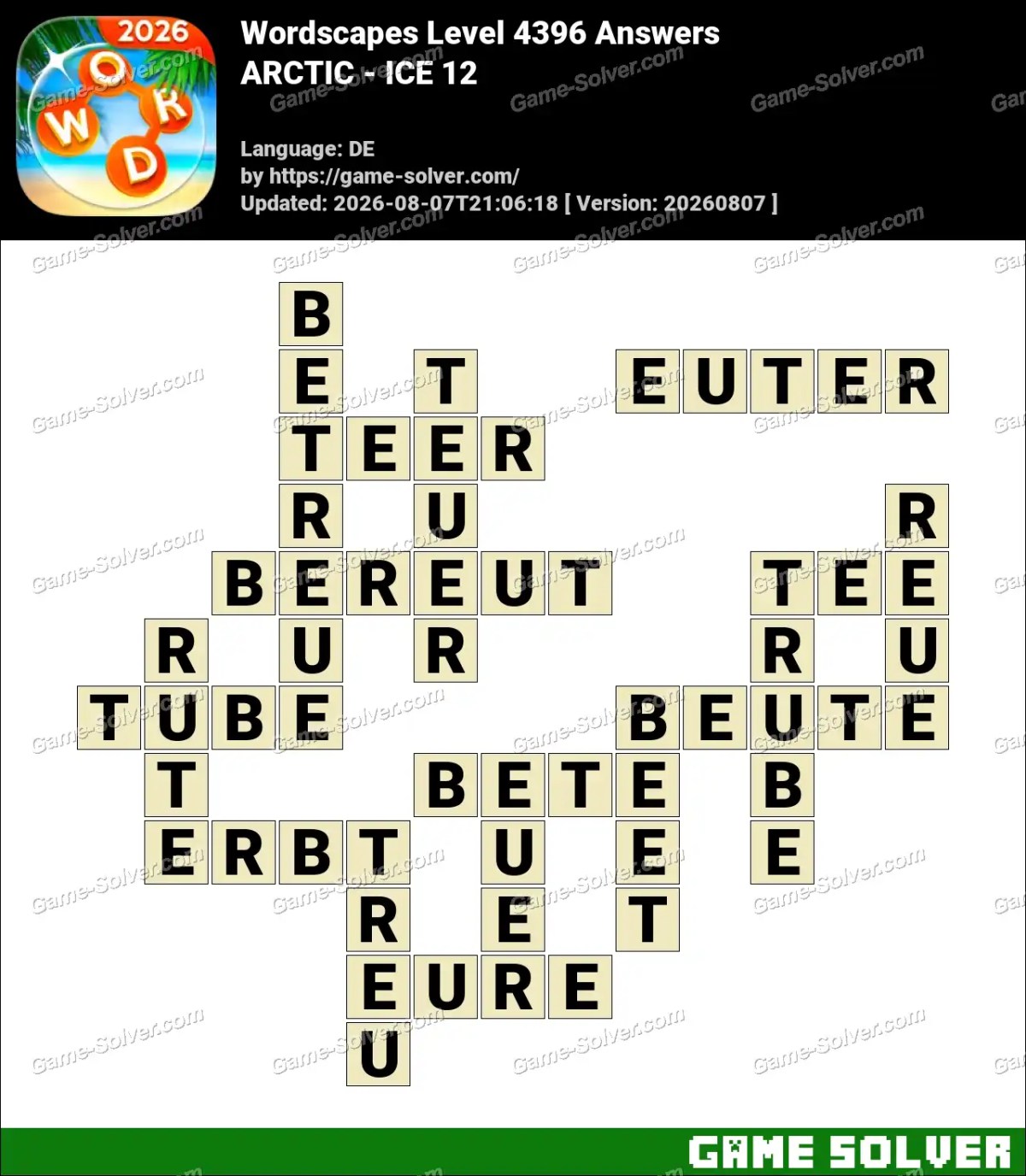 Wordscapes Deutsche Level 4396 Answers — ARCTIC - ICE 12