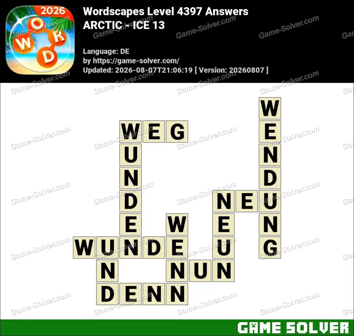 Wordscapes Deutsche Level 4397 Answers — ARCTIC - ICE 13