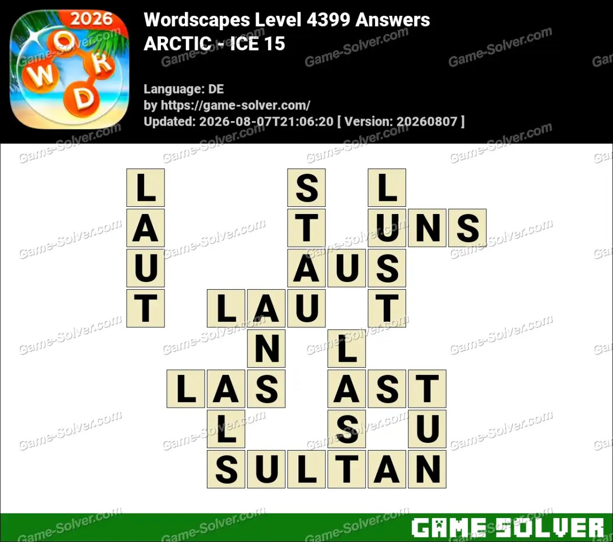 Wordscapes Deutsche Level 4399 Answers — ARCTIC - ICE 15