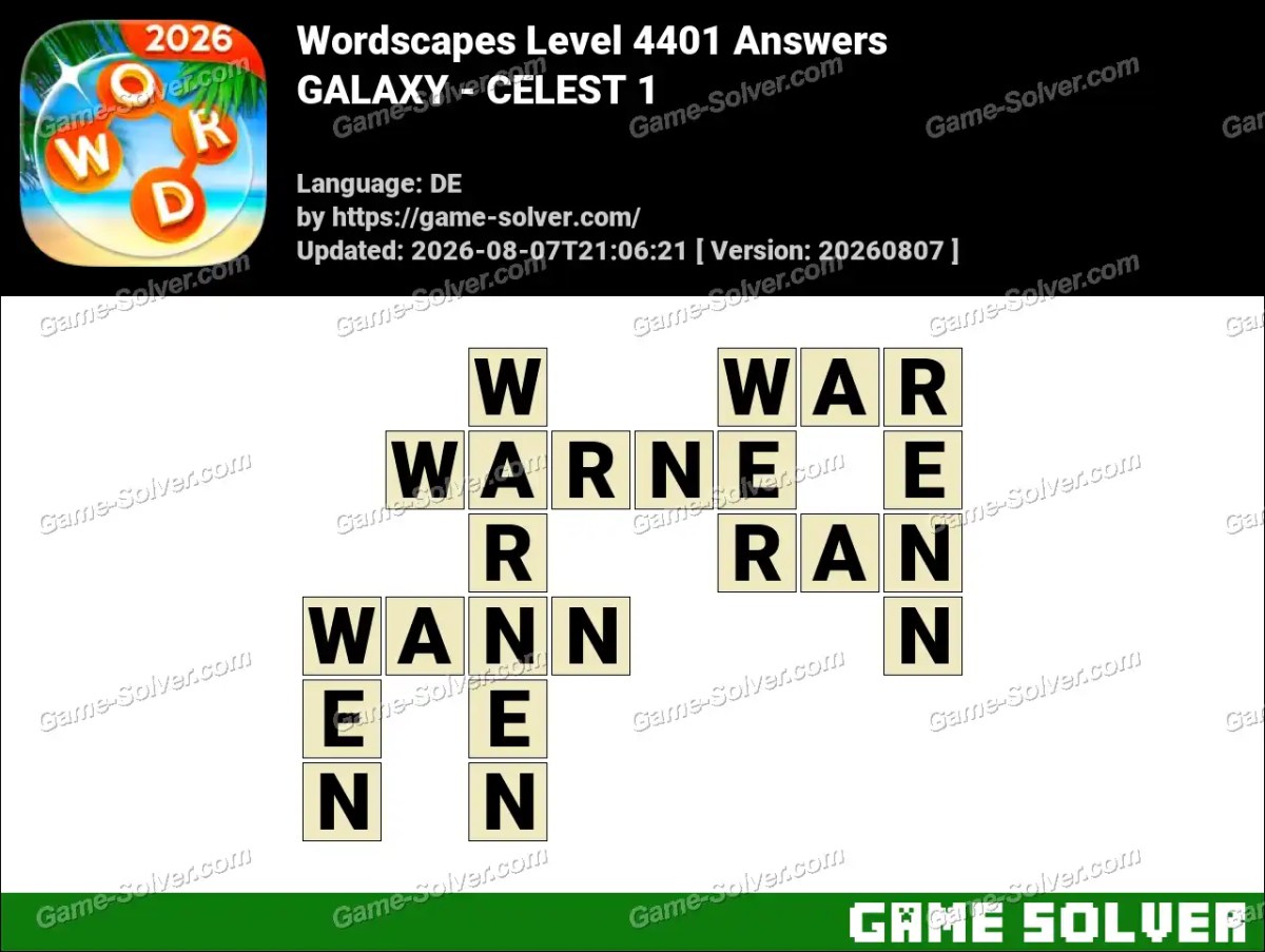 Wordscapes Deutsche Level 4401 Answers — GALAXY - CELEST 1