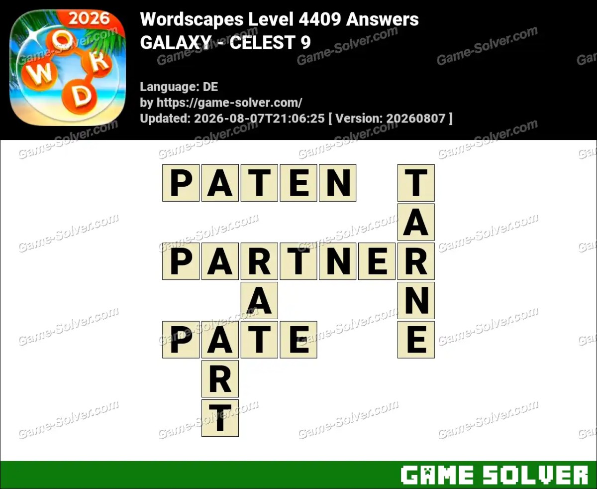 Wordscapes Deutsche Level 4409 Answers — GALAXY - CELEST 9