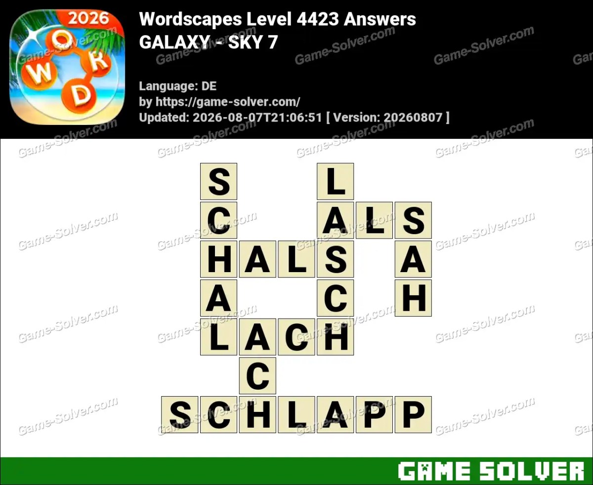 Wordscapes Deutsche Level 4423 Answers — GALAXY - SKY 7