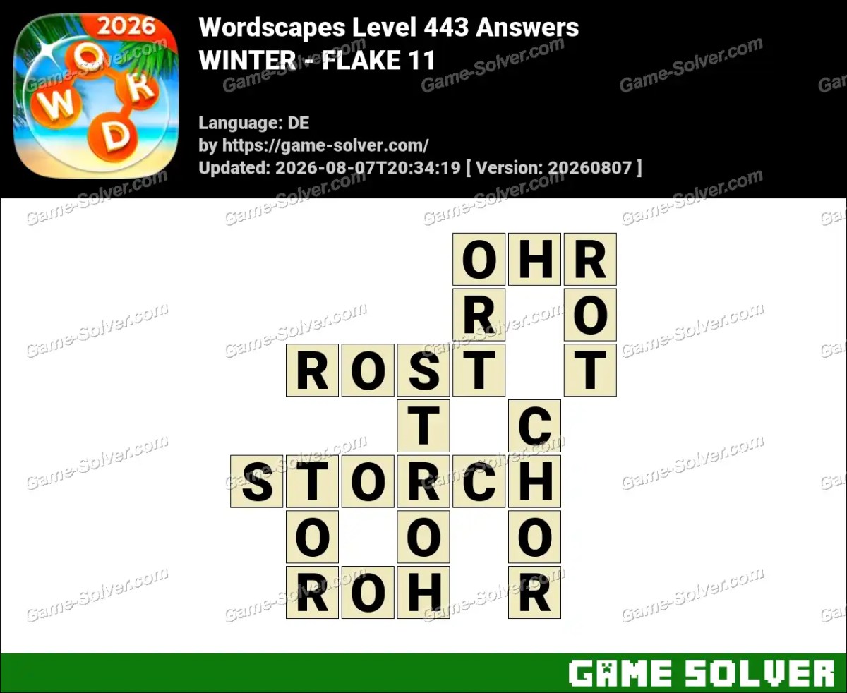 Wordscapes Deutsche Level 443 Answers — WINTER - FLAKE 11 Wordscapes Deutsche Level 443 Answers — WINTER - FLAKE 11