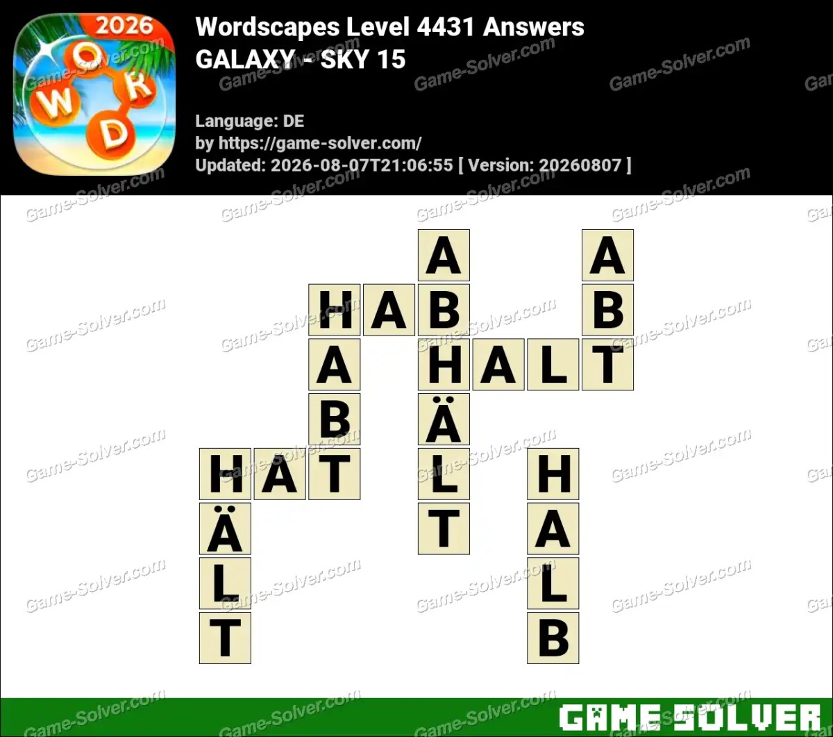 Wordscapes Deutsche Level 4431 Answers — GALAXY - SKY 15