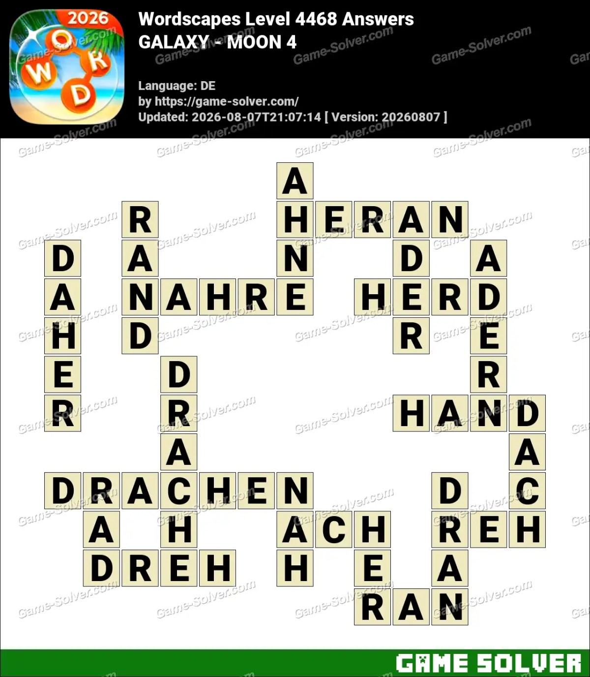 Wordscapes Deutsche Level 4468 Answers — GALAXY - MOON 4