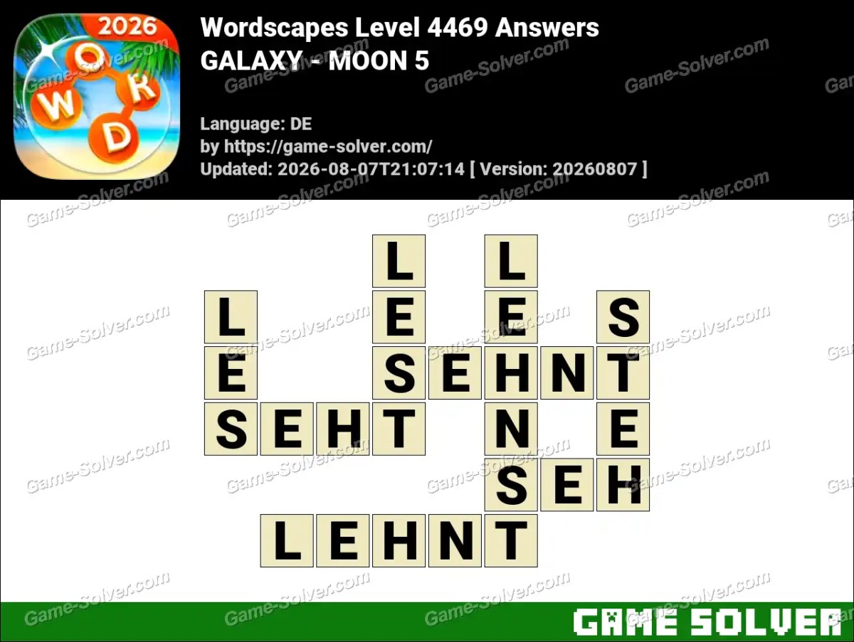 Wordscapes Deutsche Level 4469 Answers — GALAXY - MOON 5