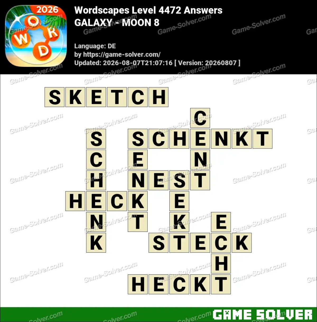 Wordscapes Deutsche Level 4472 Answers — GALAXY - MOON 8