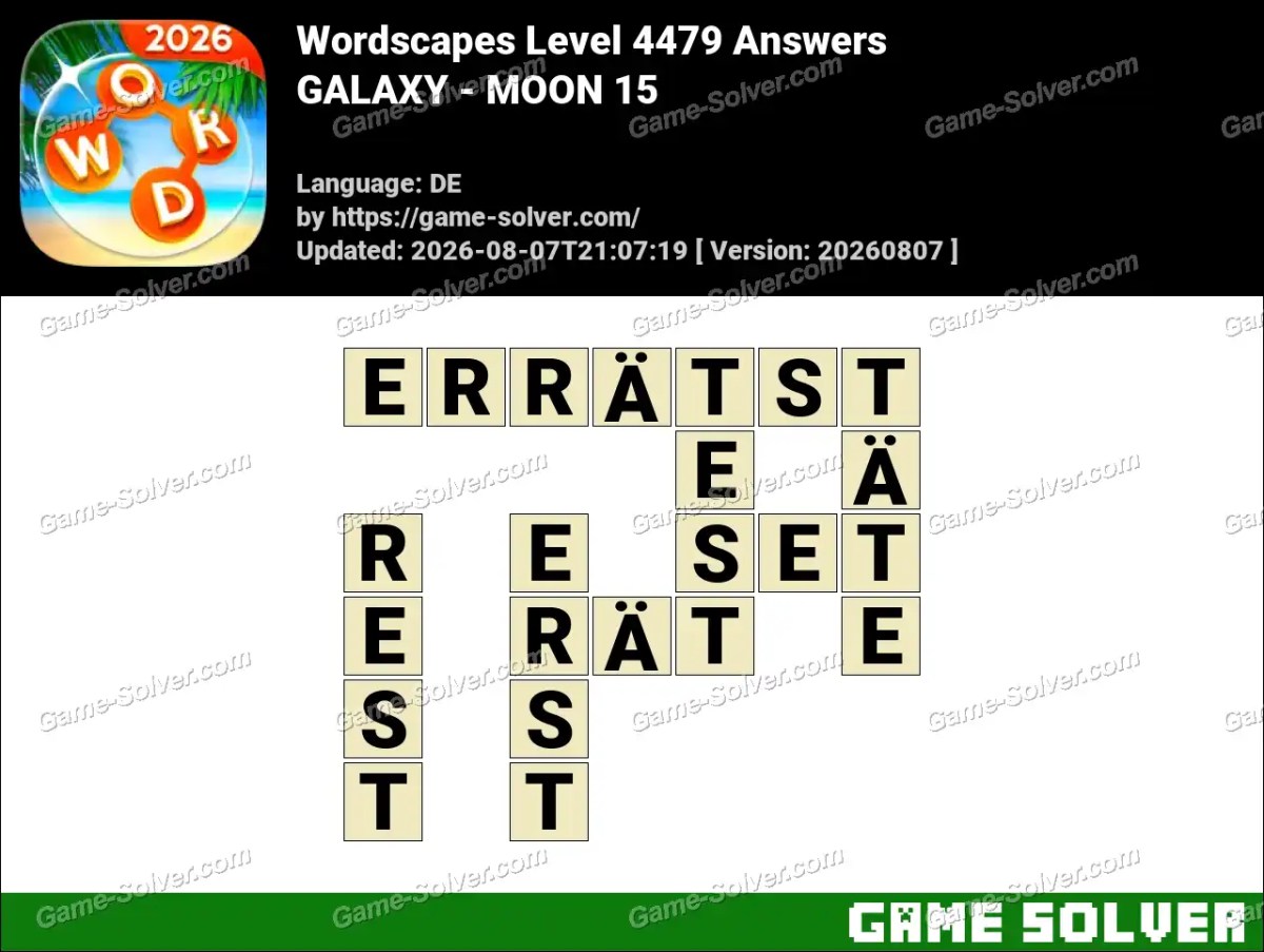 Wordscapes Deutsche Level 4479 Answers — GALAXY - MOON 15