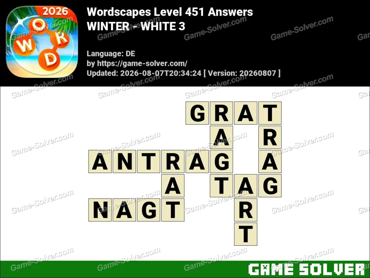 Wordscapes Deutsche Level 451 Answers — WINTER - WHITE 3