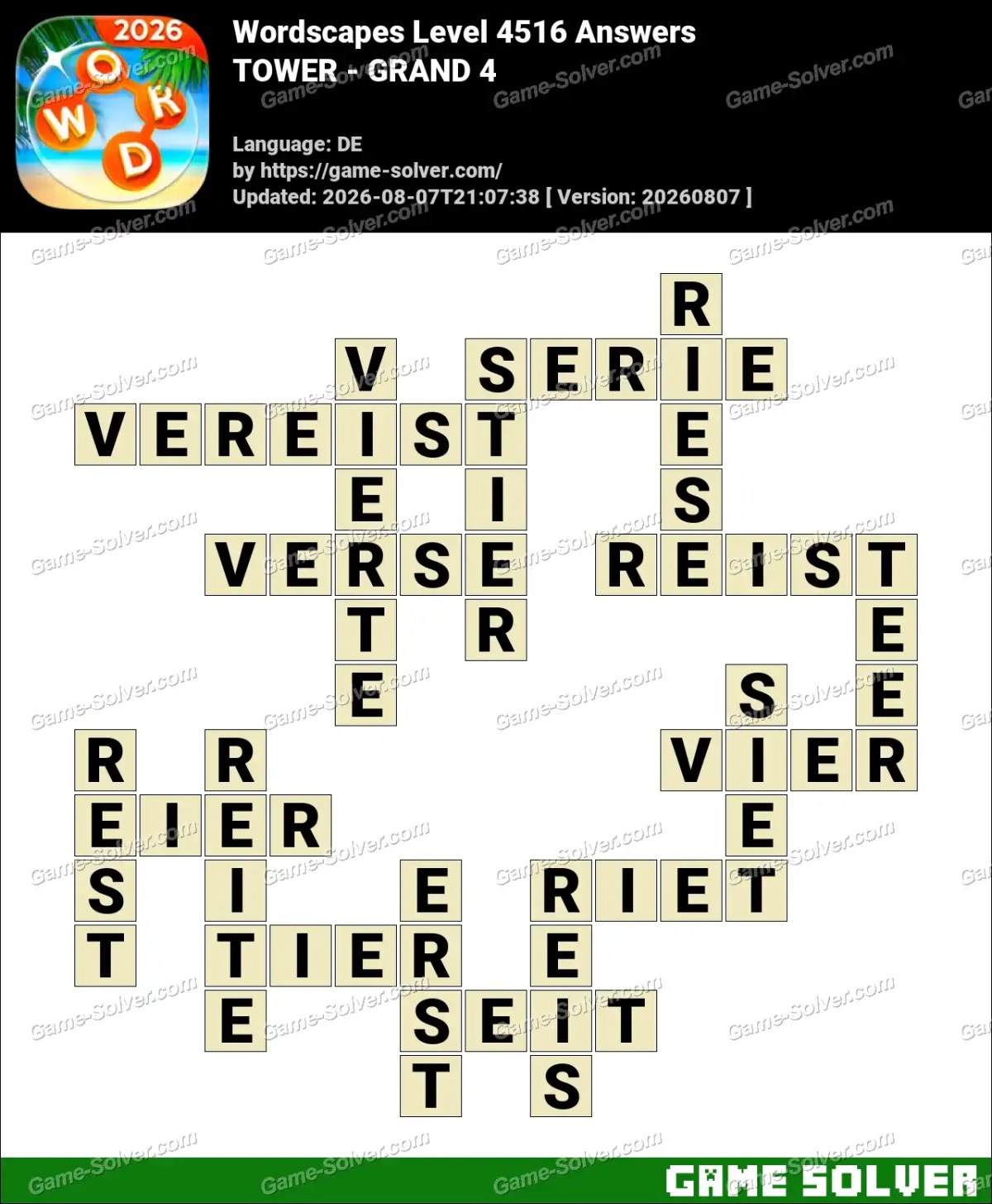 Wordscapes Deutsche Level 4516 Answers — TOWER - GRAND 4 Wordscapes Deutsche Level 4516 Answers — TOWER - GRAND 4