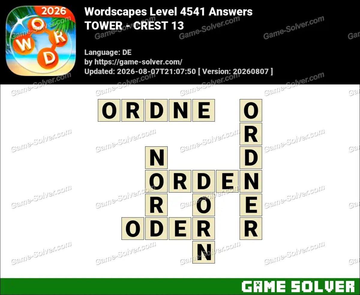 Wordscapes Deutsche Level 4541 Answers — TOWER - CREST 13
