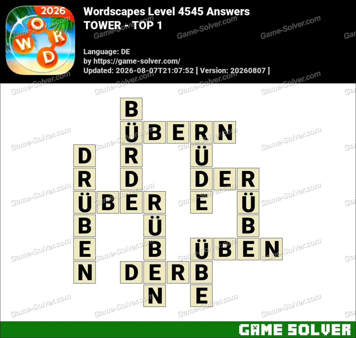 Wordscapes Deutsche Level 4545 Answers — TOWER - TOP 1 Wordscapes Deutsche Level 4545 Answers — TOWER - TOP 1