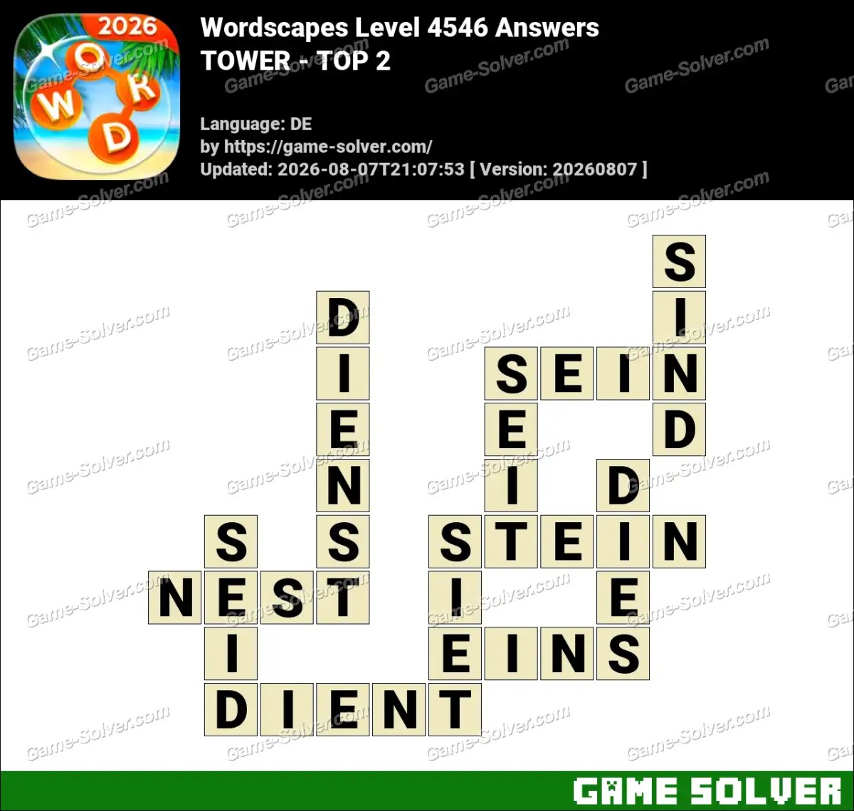 Wordscapes Deutsche Level 4546 Answers — TOWER - TOP 2