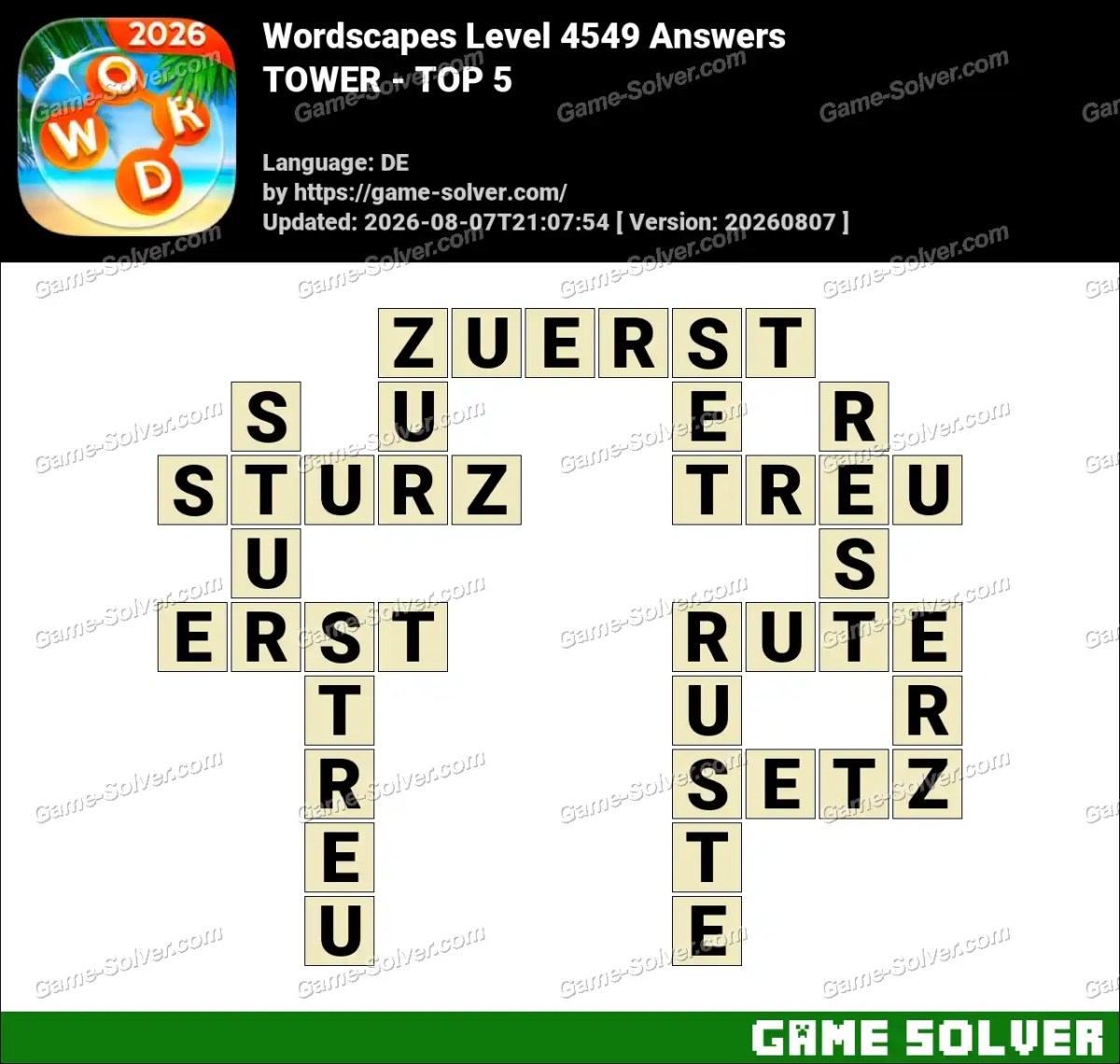 Wordscapes Deutsche Level 4549 Answers — TOWER - TOP 5 Wordscapes Deutsche Level 4549 Answers — TOWER - TOP 5