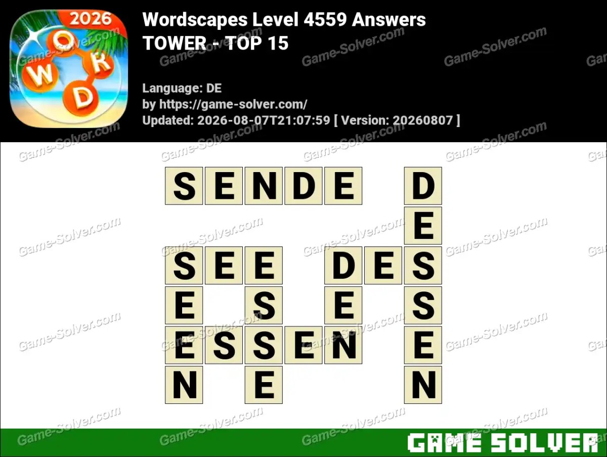 Wordscapes Deutsche Level 4559 Answers — TOWER - TOP 15 Wordscapes Deutsche Level 4559 Answers — TOWER - TOP 15