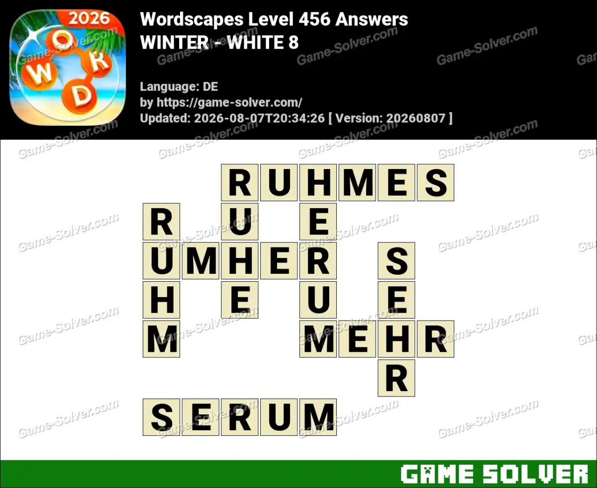Wordscapes Deutsche Level 456 Answers — WINTER - WHITE 8
