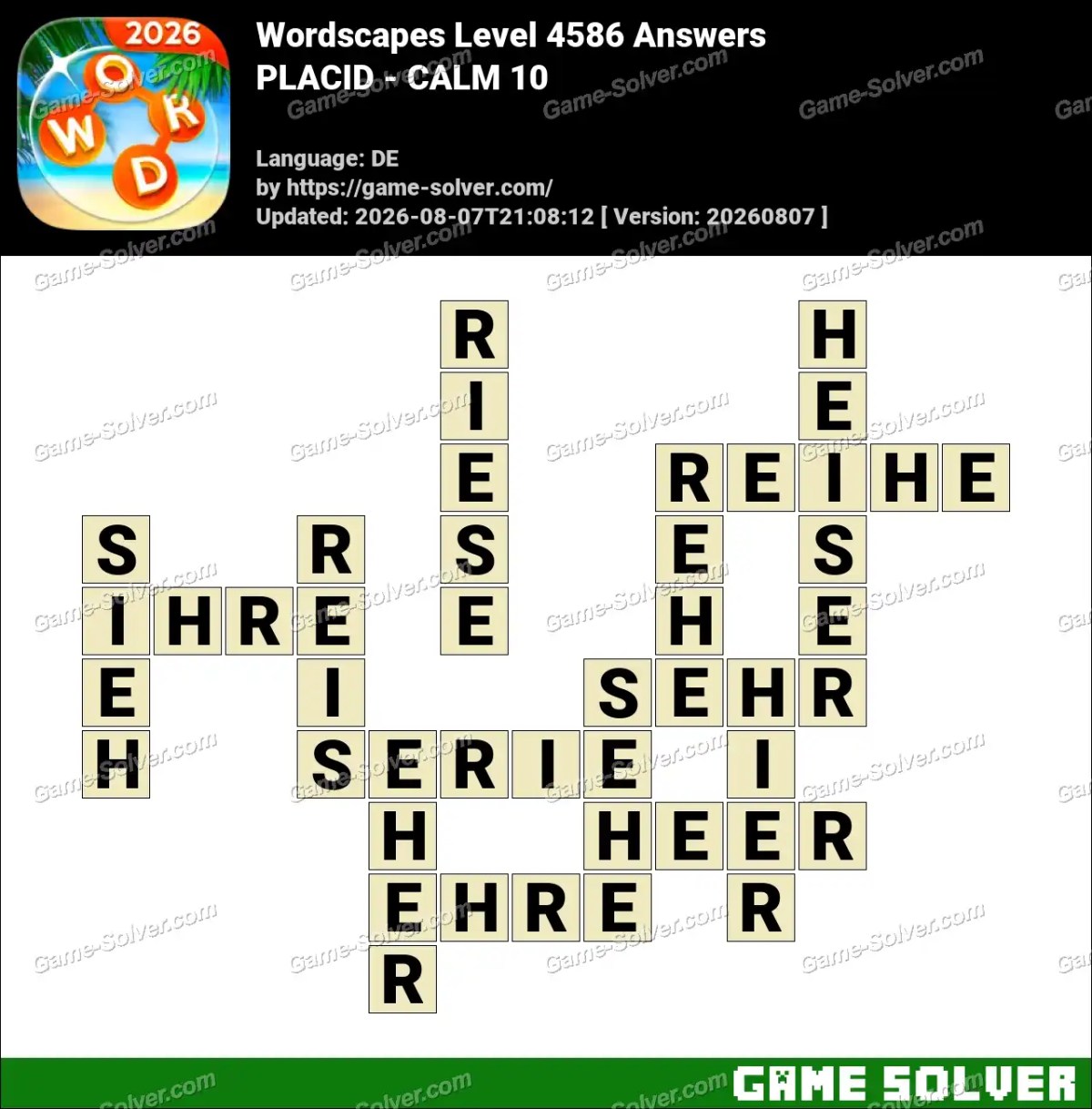 Wordscapes Deutsche Level 4586 Answers — PLACID - CALM 10 Wordscapes Deutsche Level 4586 Answers — PLACID - CALM 10