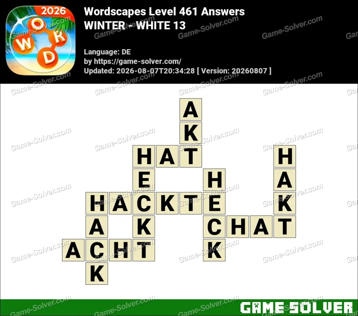 Wordscapes Deutsche Level 461 Answers — WINTER - WHITE 13