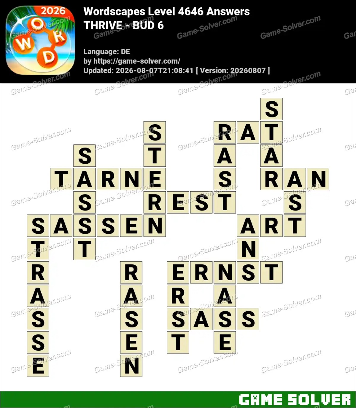 Wordscapes Deutsche Level 4646 Answers — THRIVE - BUD 6