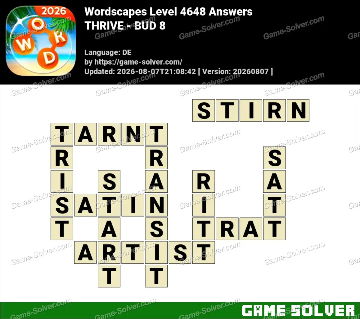 Wordscapes Deutsche Level 4648 Answers — THRIVE - BUD 8 Wordscapes Deutsche Level 4648 Answers — THRIVE - BUD 8
