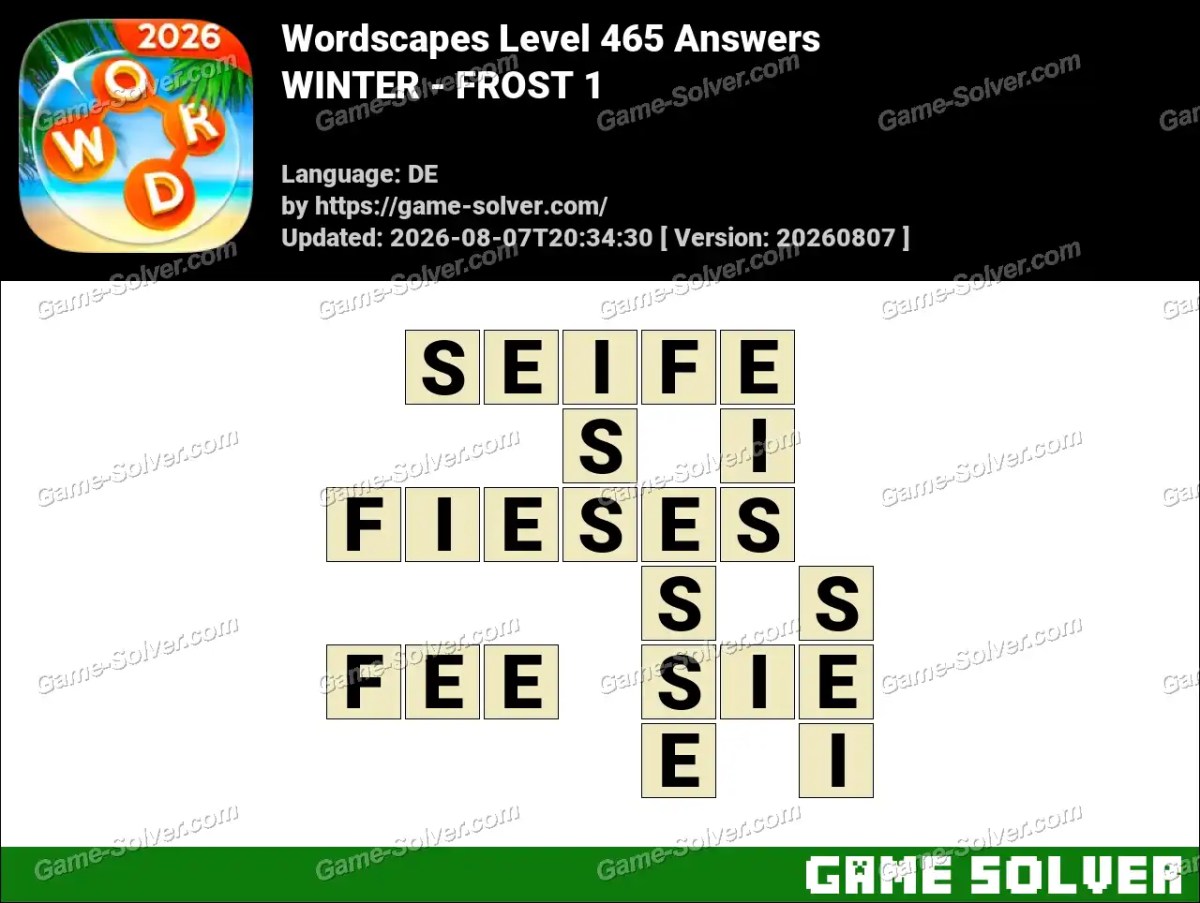 Wordscapes Deutsche Level 465 Answers — WINTER - FROST 1