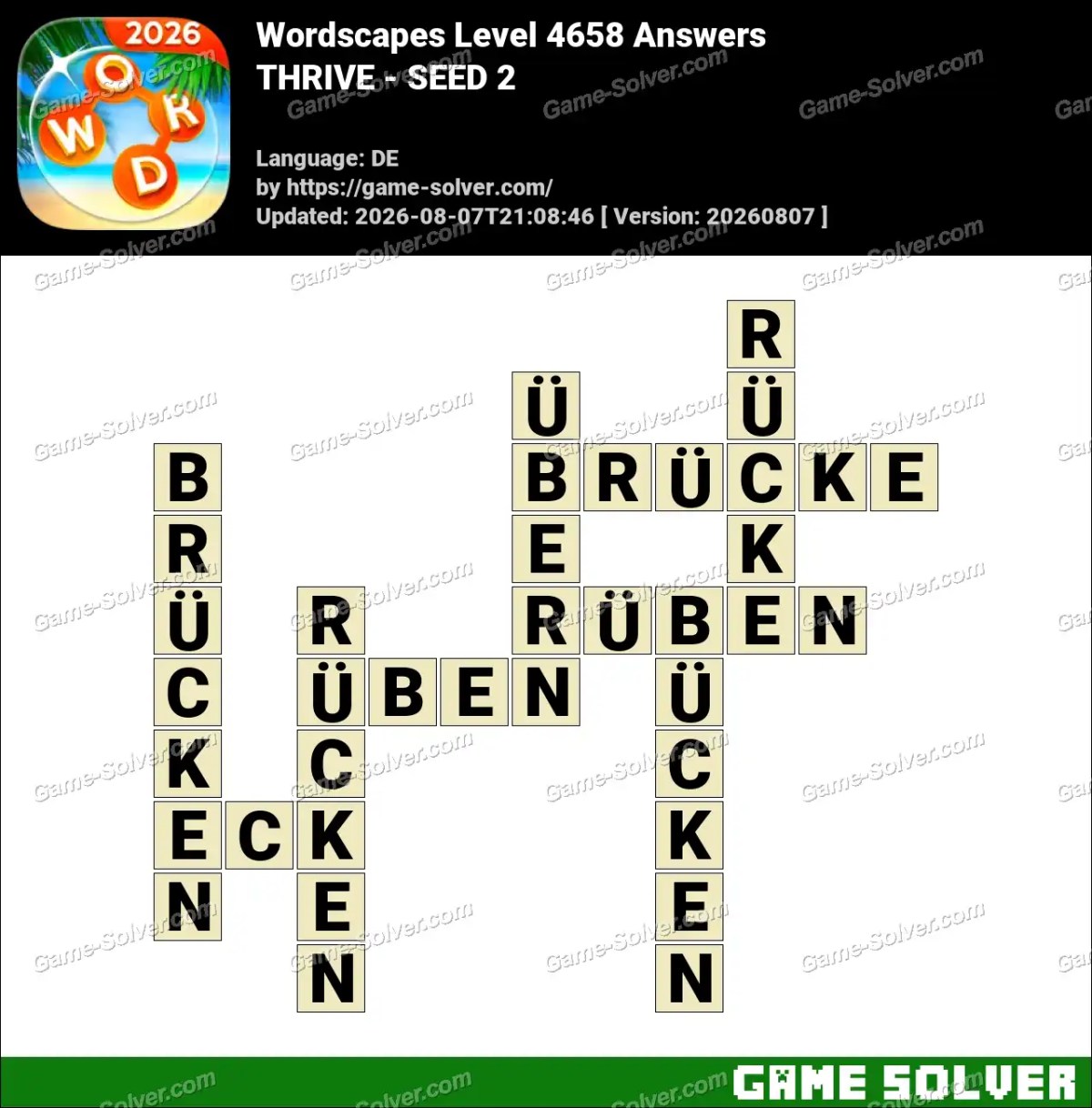 Wordscapes Deutsche Level 4658 Answers — THRIVE - SEED 2