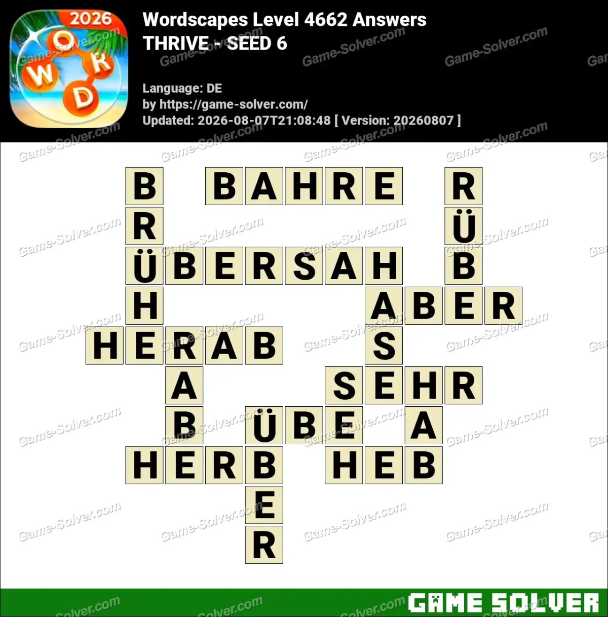 Wordscapes Deutsche Level 4662 Answers — THRIVE - SEED 6