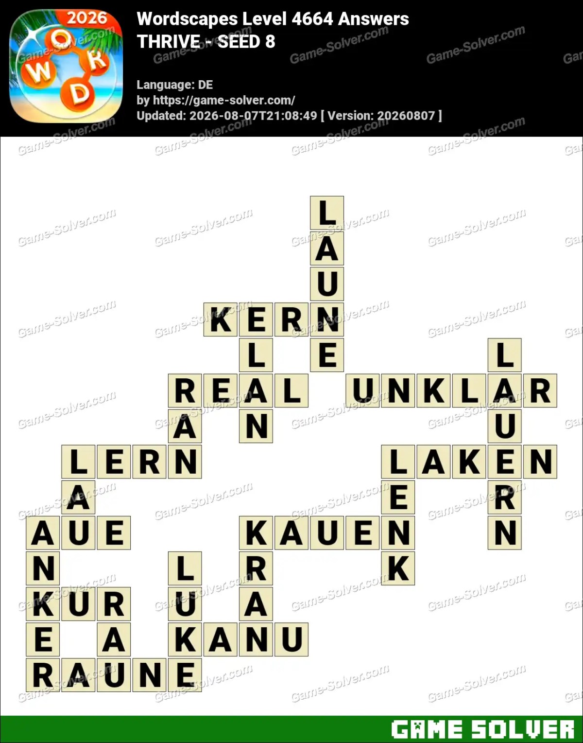 Wordscapes Deutsche Level 4664 Answers — THRIVE - SEED 8