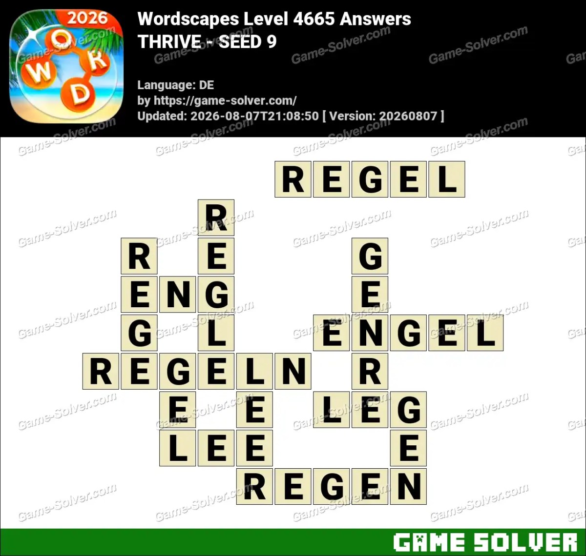 Wordscapes Deutsche Level 4665 Answers — THRIVE - SEED 9